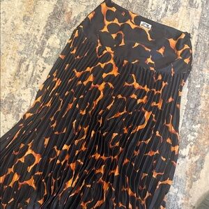 Chic Black and Orange A-Line Skirt